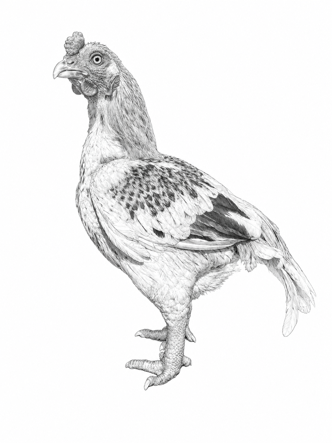 Pencil drawing — Bantam Jubilee cock